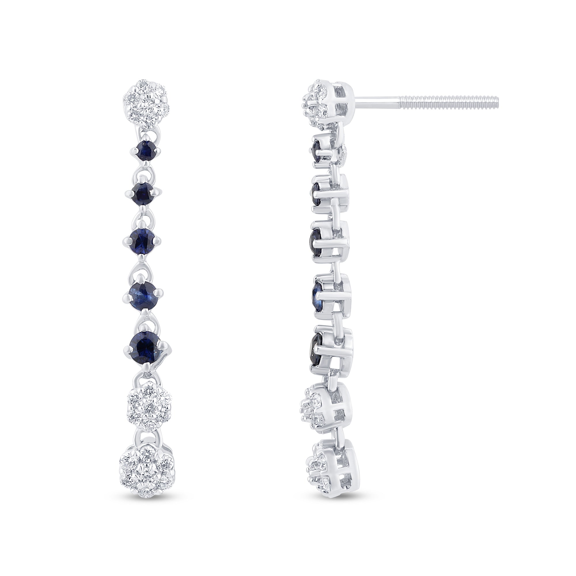 SPECIAL! .50ct G SI 14K White Gold Diamond & Blue Sapphire Dangling Earrings
