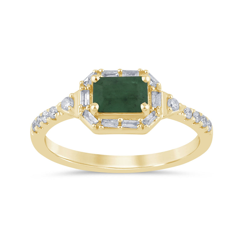 SPECIAL! .72ct G SI 14K Yellow Gold Diamond & Emerald Gemstones Ring  Size 6.5