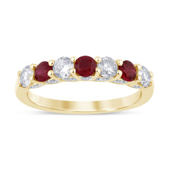 SPECIAL! 1.12ct G SI 14K Yellow Gold Diamond & Ruby Gemstones Band Ring Size 6.5