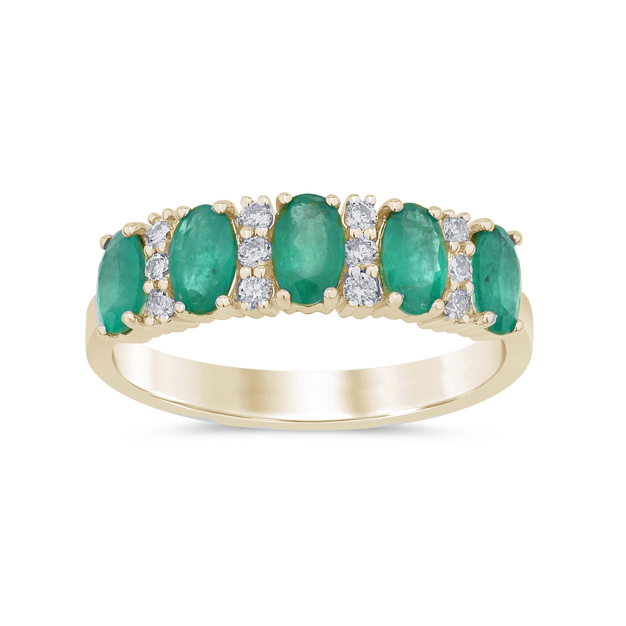 SPECIAL!1.35ct G SI 14K Yellow Gold Diamond & Natural Emerald Gemstones Ring Size 6.5
