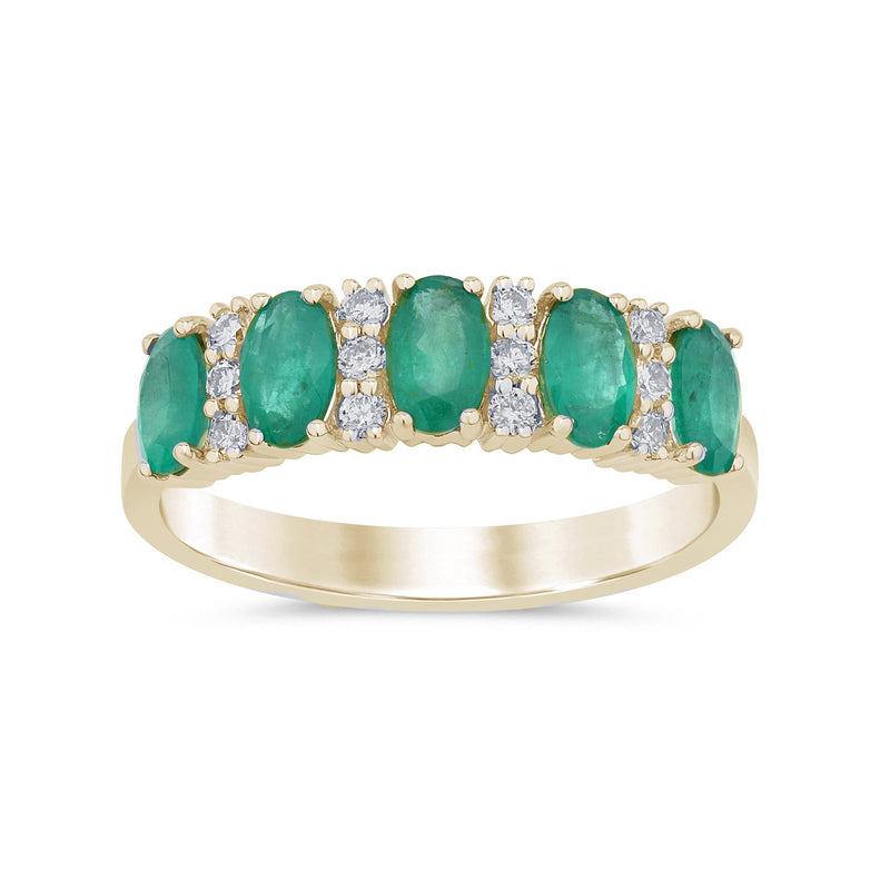 SPECIAL!1.35ct G SI 14K Yellow Gold Diamond & Natural Emerald Gemstones Ring Size 6.5