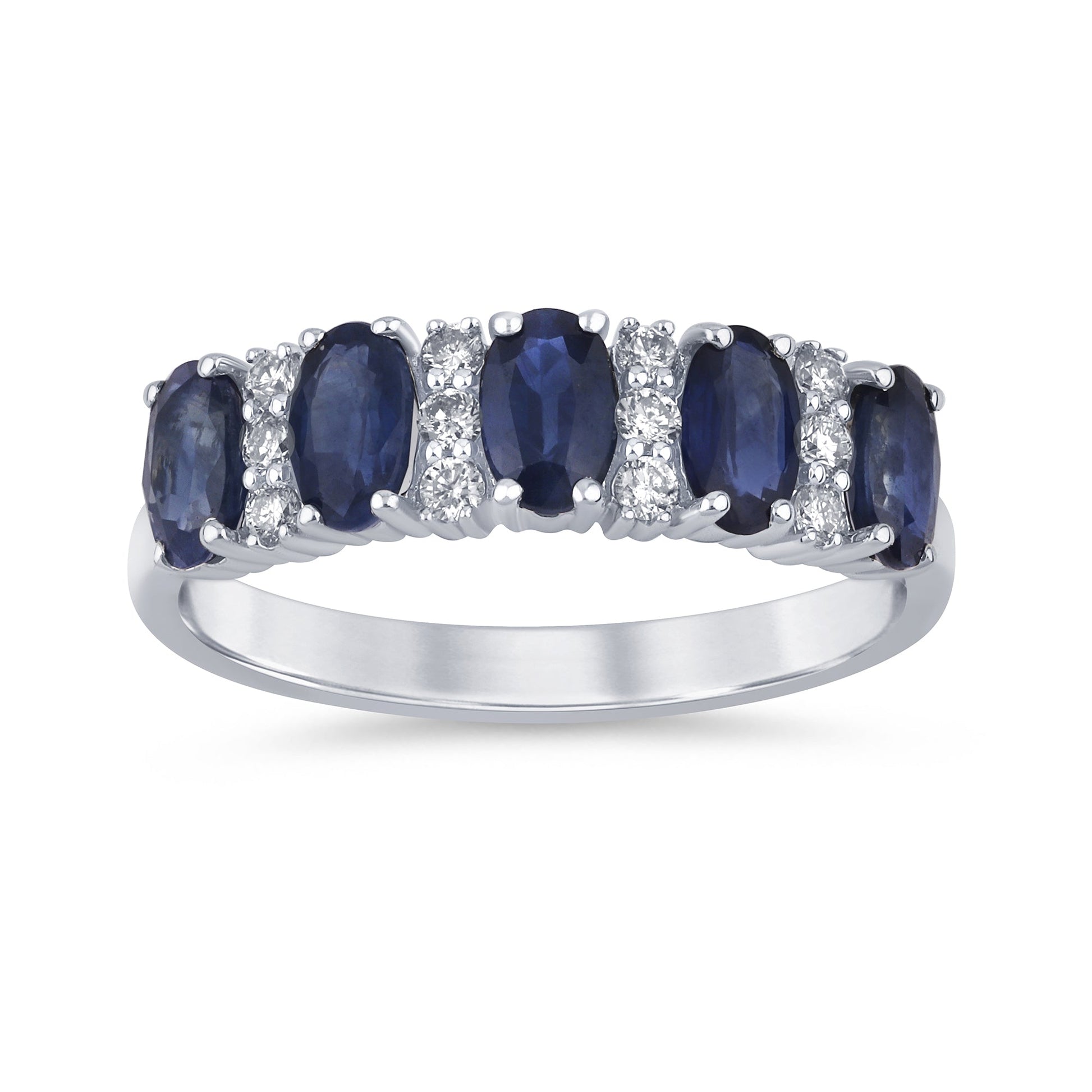 SPECIAL!1.73ct G SI 14K White Gold Diamond & Blue Sapphire Gemstones Ring Size 6.5