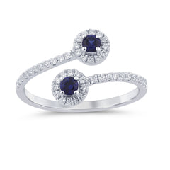 SPECIAL! .45ct G SI 14K White Gold Diamond & Blue Sapphire Gemstones Open Ring Band Size 6.5