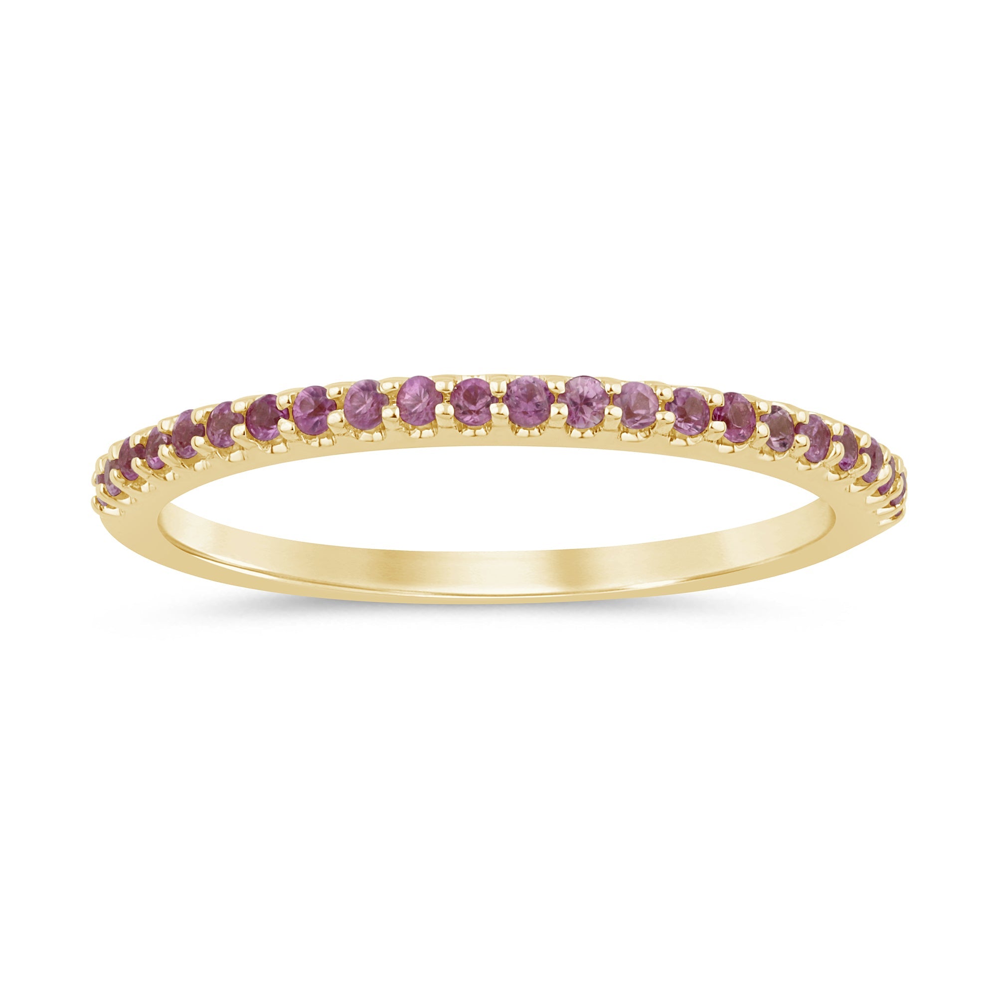 SPECIAL! .22ct G SI 14K Yellow Gold Pink Sapphire Band Ring Size 6.5