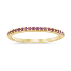 SPECIAL! .22ct G SI 14K Yellow Gold Pink Sapphire Band Ring Size 6.5