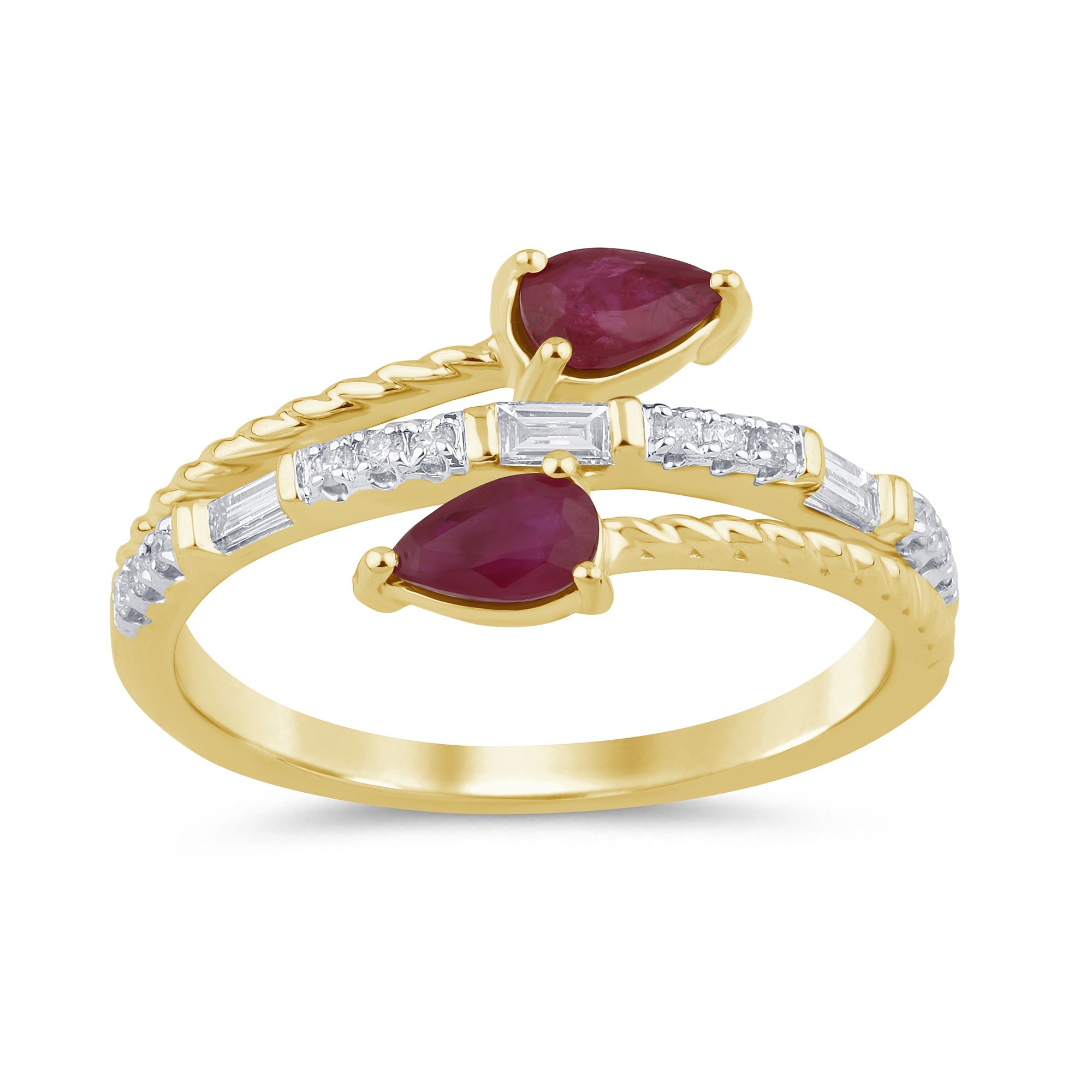 SPECIAL! .75ct G SI 14K Yellow Gold Diamond & Ruby Gemstones Wrap Around Band Ring Size 6.5