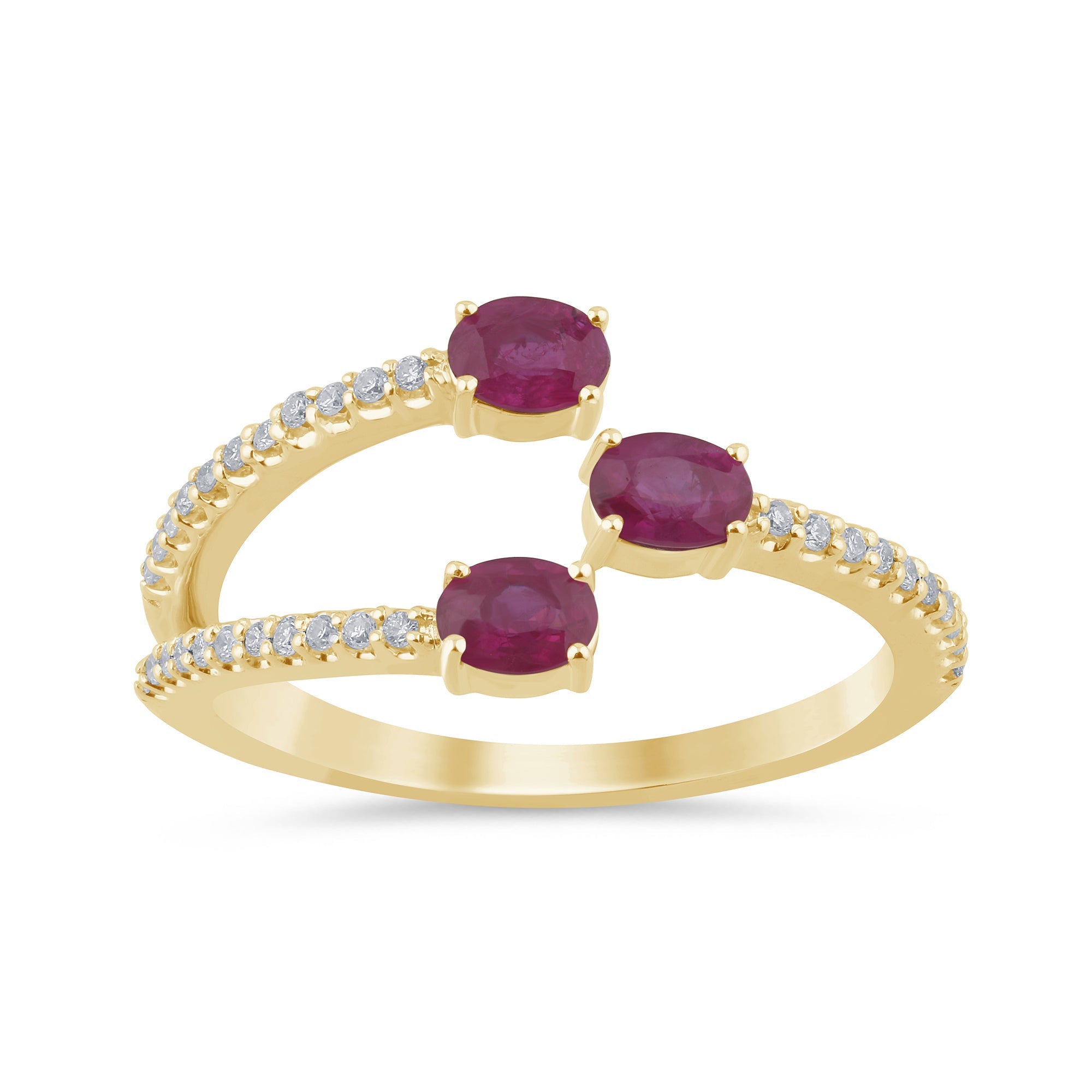 SPECIAL!.81ct G SI 14K Yellow Gold Diamond & Ruby Gemstones Wrap Around Band Ring  Size 6.5