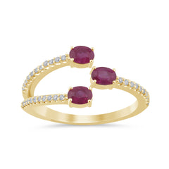 SPECIAL!.81ct G SI 14K Yellow Gold Diamond & Ruby Gemstones Wrap Around Band Ring  Size 6.5