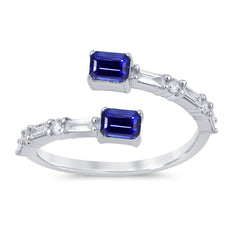 SPECIAL! .81ct G SI 14K White Gold Diamond & Blue Sapphire Gemstones Wrap Around Band Ring Size 6.5