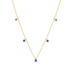 SPECIAL! .31ct G SI 14K Yellow Gold Blue Sapphire Bead Style Chain Pendant Necklace