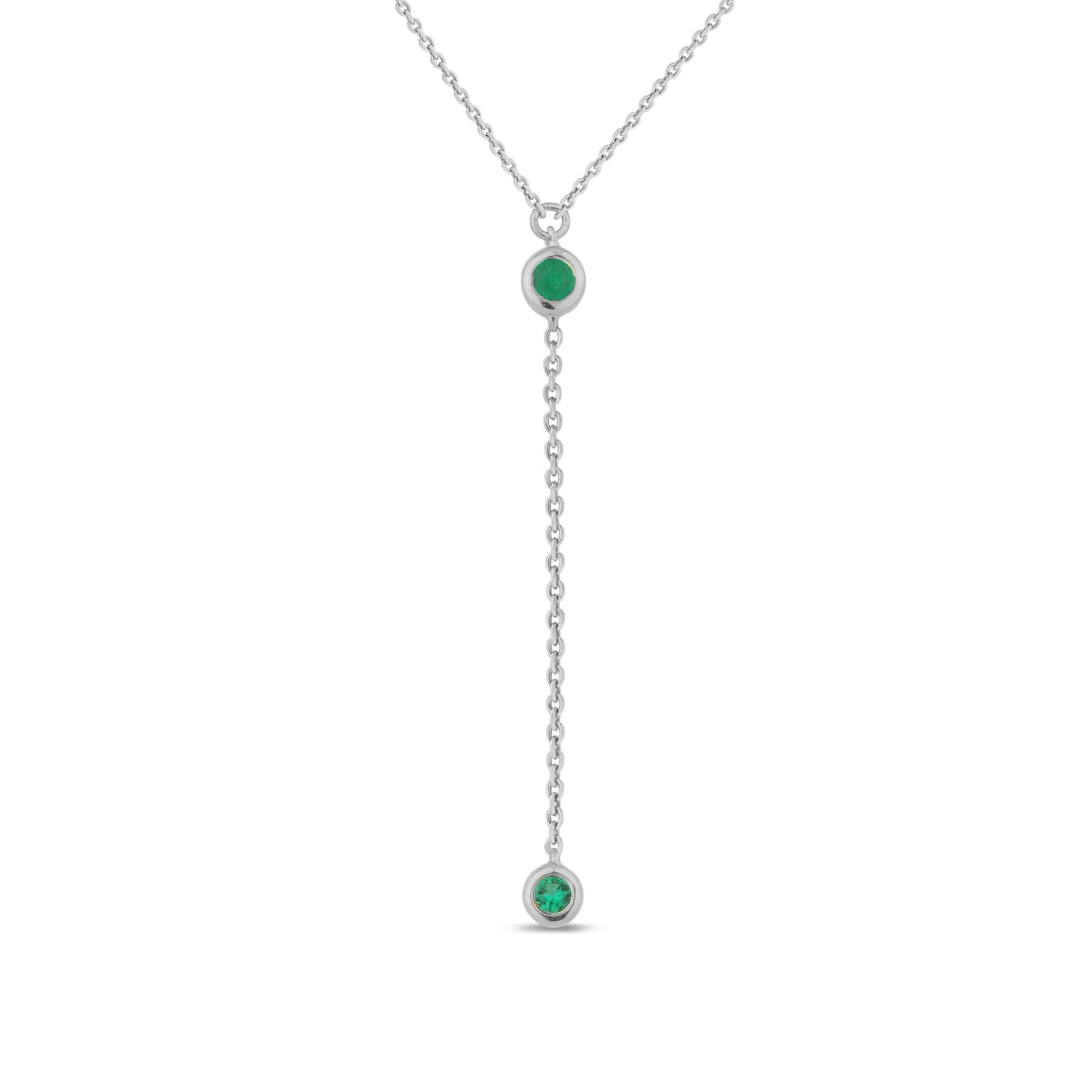 SPECIAL! .05ct G SI 14K White Gold Emerald Gemstone Pendant Necklace 16" +2" EXT