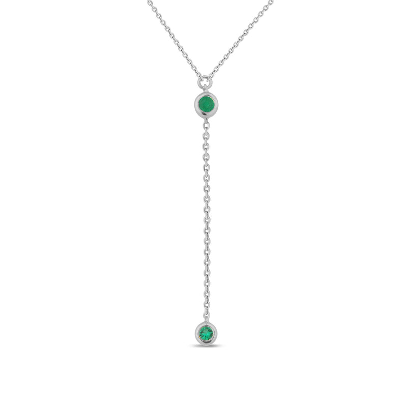 SPECIAL! .05ct G SI 14K White Gold Emerald Gemstone Pendant Necklace 16" +2" EXT