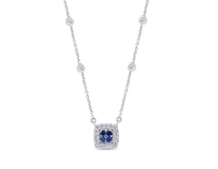 GEMSTONE CLOSEOUT!  .18ct G SI 14K White Gold Diamond & Blue Sapphire Pendant Necklace