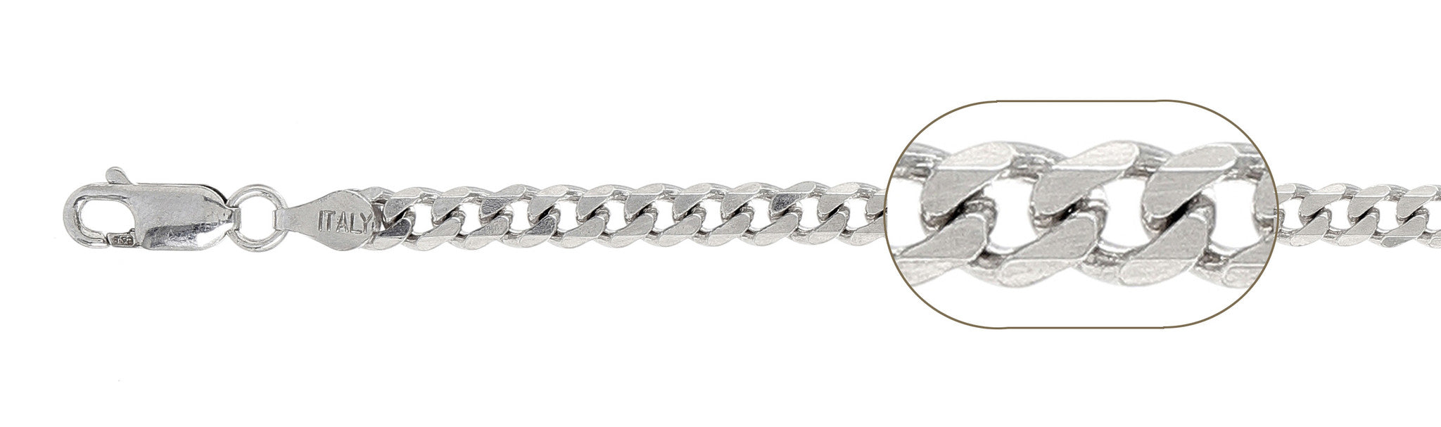 120-5MM Curb Chain .925  Solid Sterling Silver Sizes 7.5-30" NEW