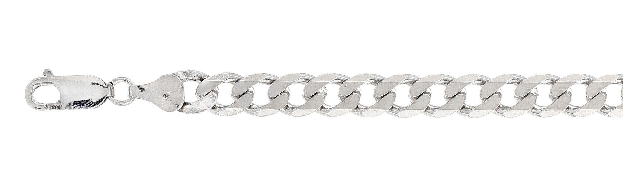 180-7.5MM Flat Curb Chain .925  Solid Sterling Silver Sizes 8-32" NEW