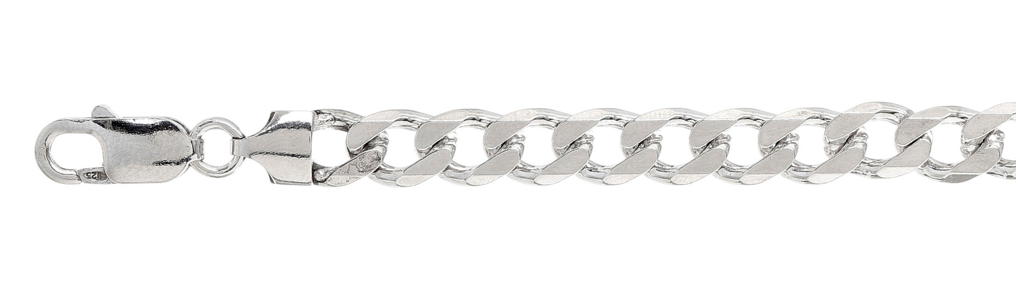 200-8MM Flat Curb Chain Made in Italy .925 Sterling Silver Available in 8-32" inches NEW