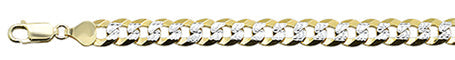 CLOSEOUT 20% OFF!  180-7.5MM Two Tone Yellow Plated & White Pave Curb Chain .925 Solid Sterling Silver Sizes 8"-30" NEW