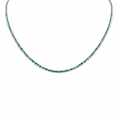 SPECIAL! 3.54ct G SI 14K White Gold Round Emerald Gemstone Tennis Necklace 12+4" Ext