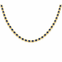 SPECIAL! 17.66ct G SI Yellow Gold Diamond & Blue Sapphire Gemstone Necklace 16" long