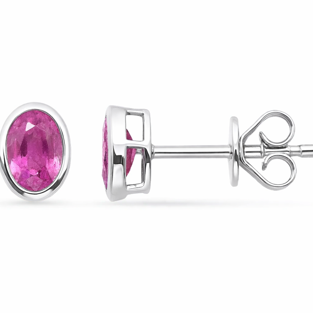 SPECIAL! .98ct G SI 14kt White Gold Oval Pink Sapphire Gemstone Earrings