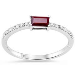 SPECIAL!.47ct G SI 14K White Gold Diamond & Ruby Gemstone Ring Size 6.5