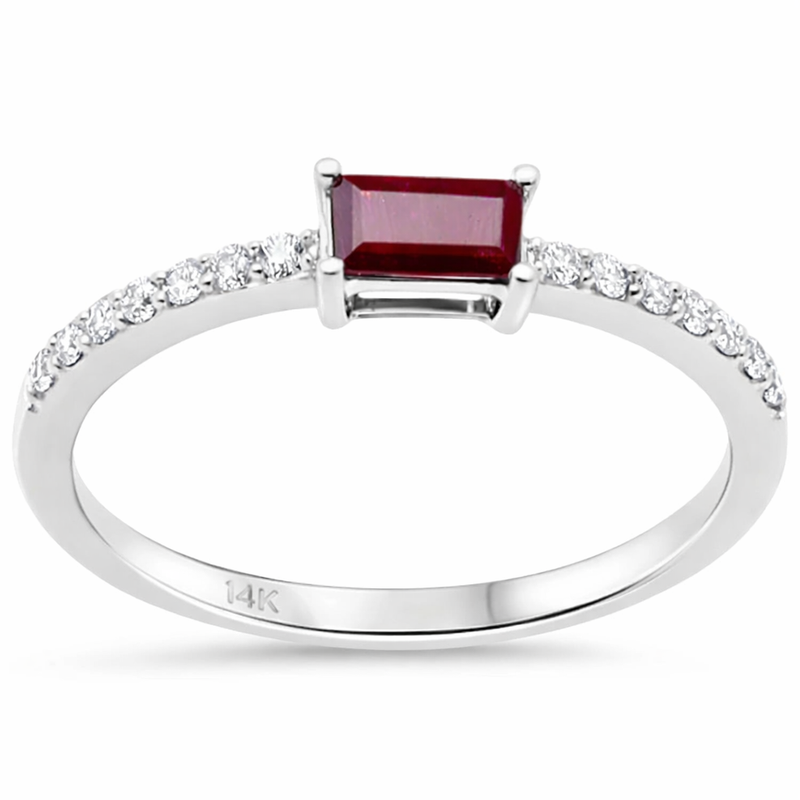 SPECIAL!.47ct G SI 14K White Gold Diamond & Ruby Gemstone Ring Size 6.5