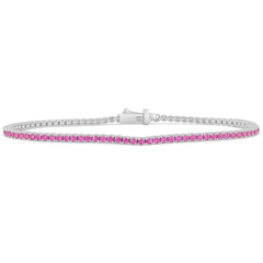 SPECIAL! 1.76ct G SI 14K White Gold Natural Pink Sapphire Tennis Bracelet 7"