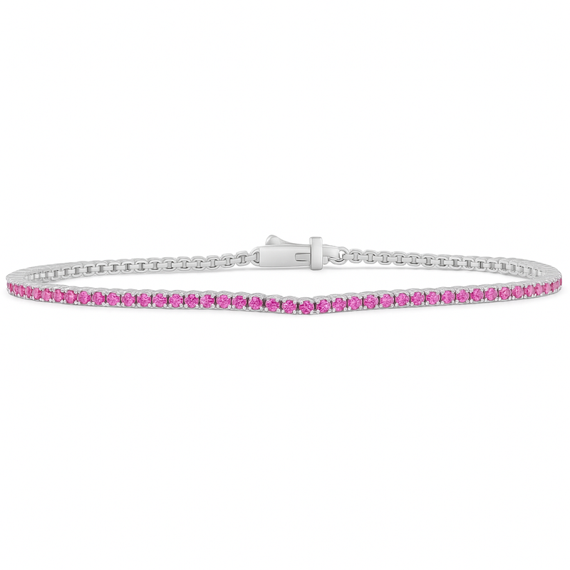 SPECIAL! 1.76ct G SI 14K White Gold Natural Pink Sapphire Tennis Bracelet 7"