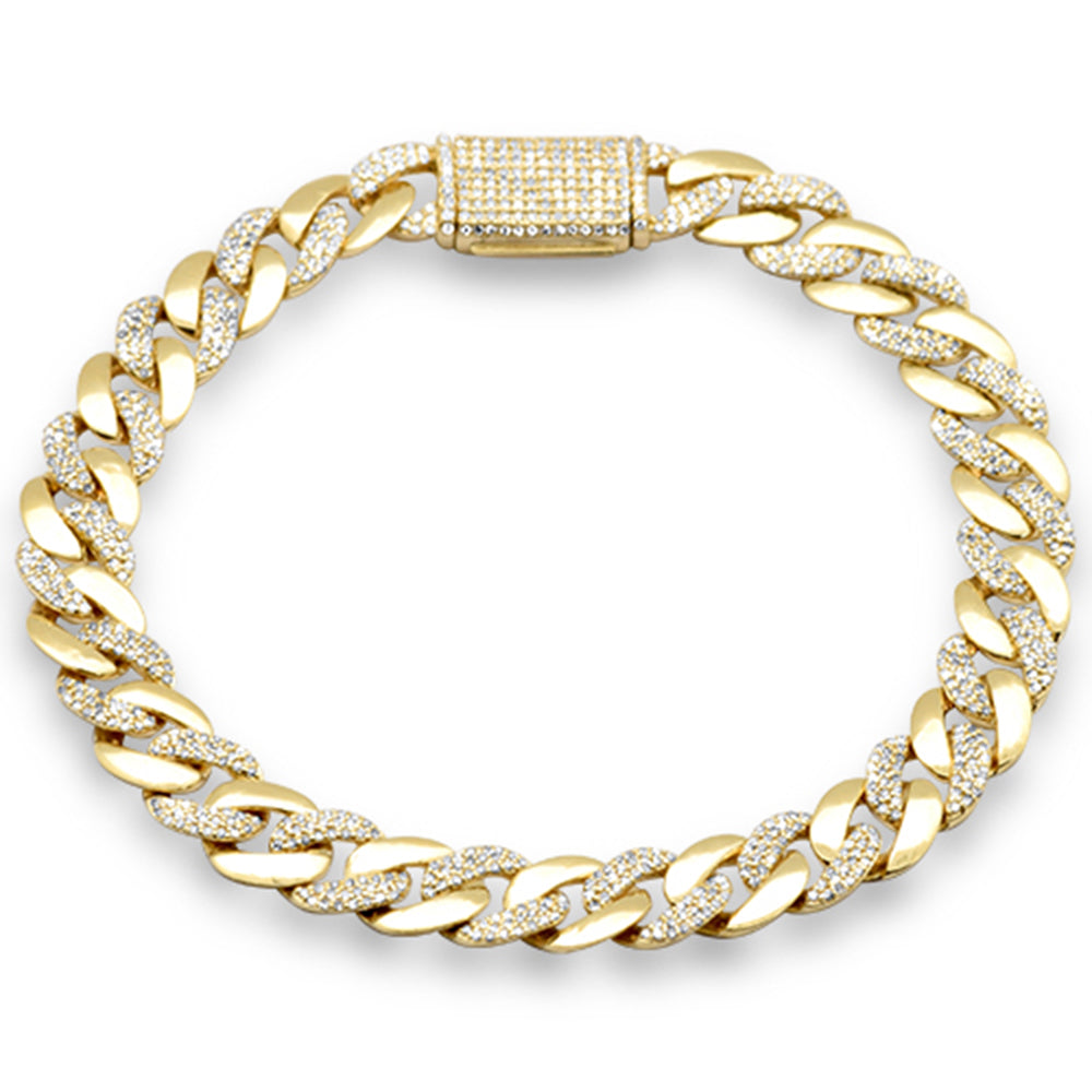 SPECIAL! 7mm 1.34ct G SI 14K Yellow Gold Round Diamond & Plain Cuban Bracelet 7" Long