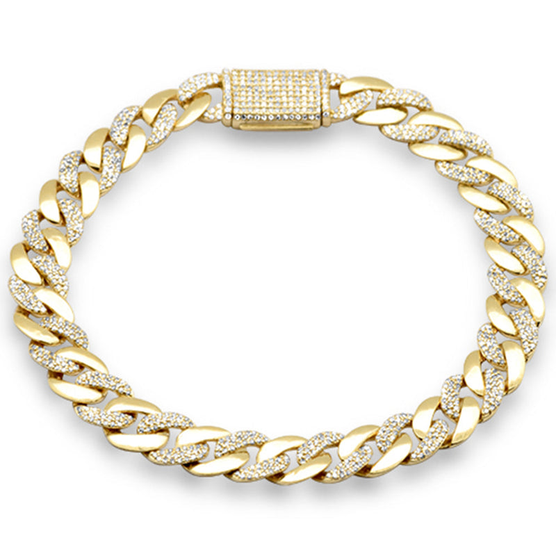 SPECIAL! 7mm 1.34ct G SI 14K Yellow Gold Round Diamond & Plain Cuban Bracelet 7" Long