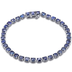 SPECIAL!11.17ct G SI 14k White Gold Blue Sapphire Gemstone Tennis Bracelet  7" Long