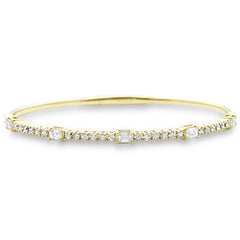 SPECIAL!1.96ct G SI 14K Yellow Gold Emerald Cut Diamond Bangle Bracelet