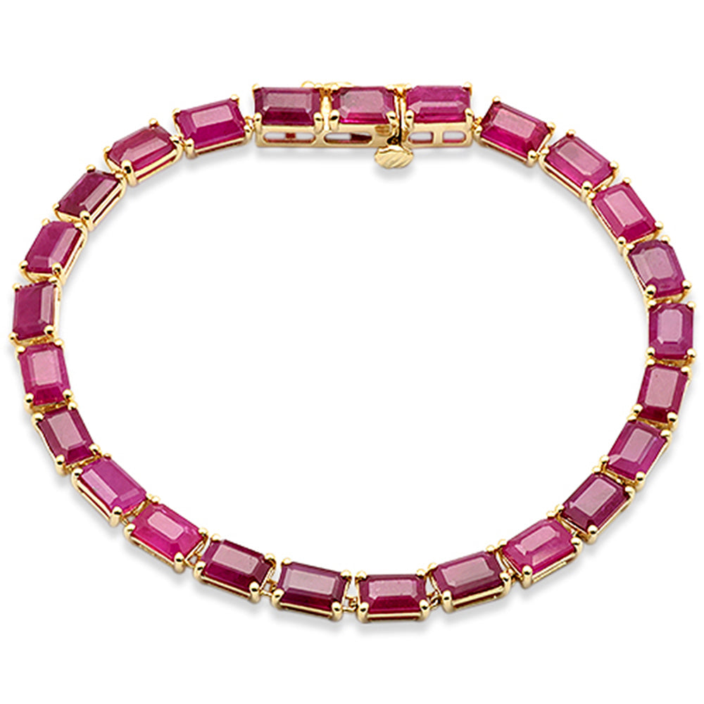 SPECIAL!17.79ct 14K Yellow Gold Natural Ruby Gemstone Tennis Bracelet 7" Long