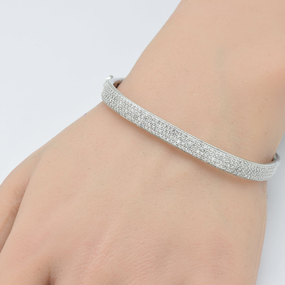 SPECIAL! 1.96ct G SI 14K White Gold Diamond Medium Square Bangle Bracelet 6.5"