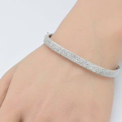 SPECIAL! 1.96ct G SI 14K White Gold Diamond Medium Square Bangle Bracelet 6.5"