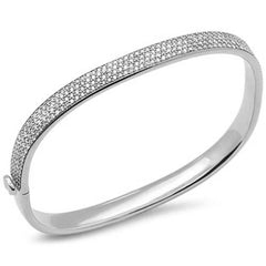 SPECIAL! 1.96ct G SI 14K White Gold Diamond Medium Square Bangle Bracelet 6.5"