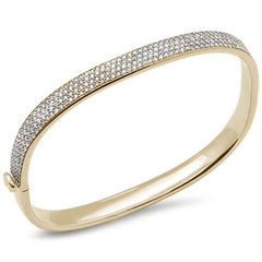 SPECIAL! 1.96ct G SI 14K Yellow Gold Diamond Medium Square Bangle Bracelet 6.5"