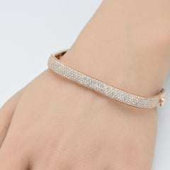 SPECIAL!  2.46ct G SI 14K Rose Gold Round Diamond Square Bangle Bracelet Size 6.5"