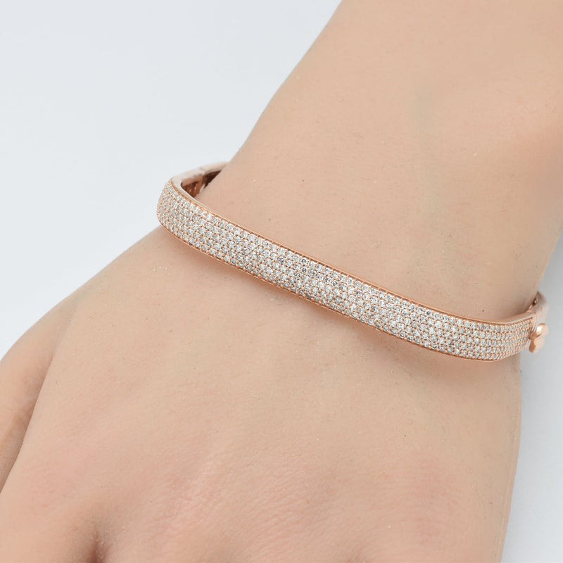 SPECIAL!  2.46ct G SI 14K Rose Gold Round Diamond Square Bangle Bracelet Size 6.5"