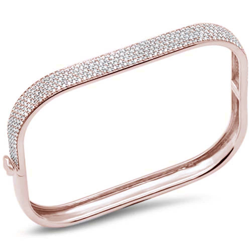 SPECIAL!  2.46ct G SI 14K Rose Gold Round Diamond Square Bangle Bracelet Size 6.5"