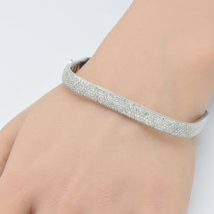 SPECIAL!  2.46ct G SI 14K White Gold Round Diamond Square Bangle Bracelet Size 6.5"