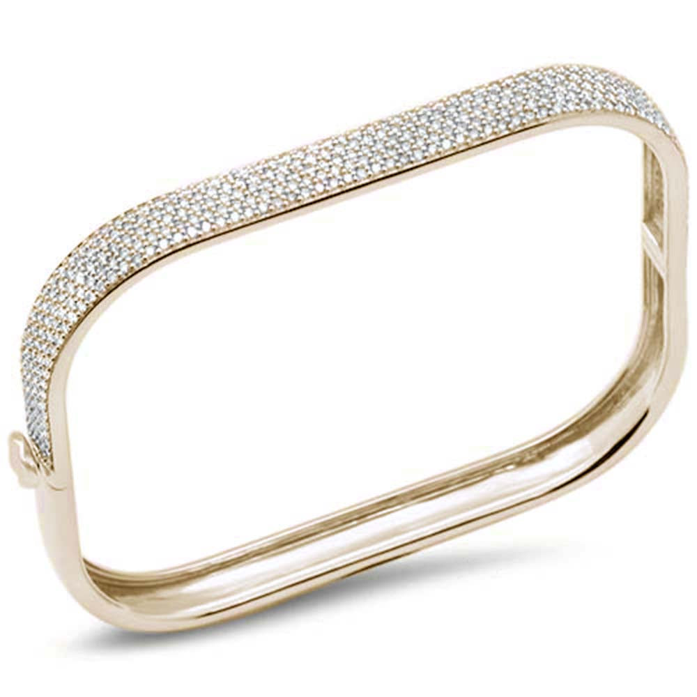 SPECIAL!  2.46ct G SI 14K Yellow Gold Round Diamond Square Bangle Bracelet Size 6.5"