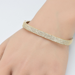 SPECIAL!  2.46ct G SI 14K Yellow Gold Round Diamond Square Bangle Bracelet Size 6.5"