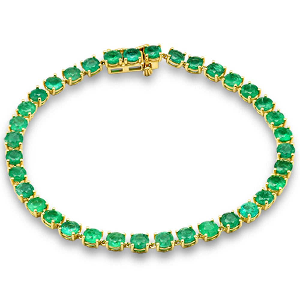 SPECIAL!7.94ct G SI 14k Yellow Gold Round Emerald Gemstone Tennis Bracelet 7" Long