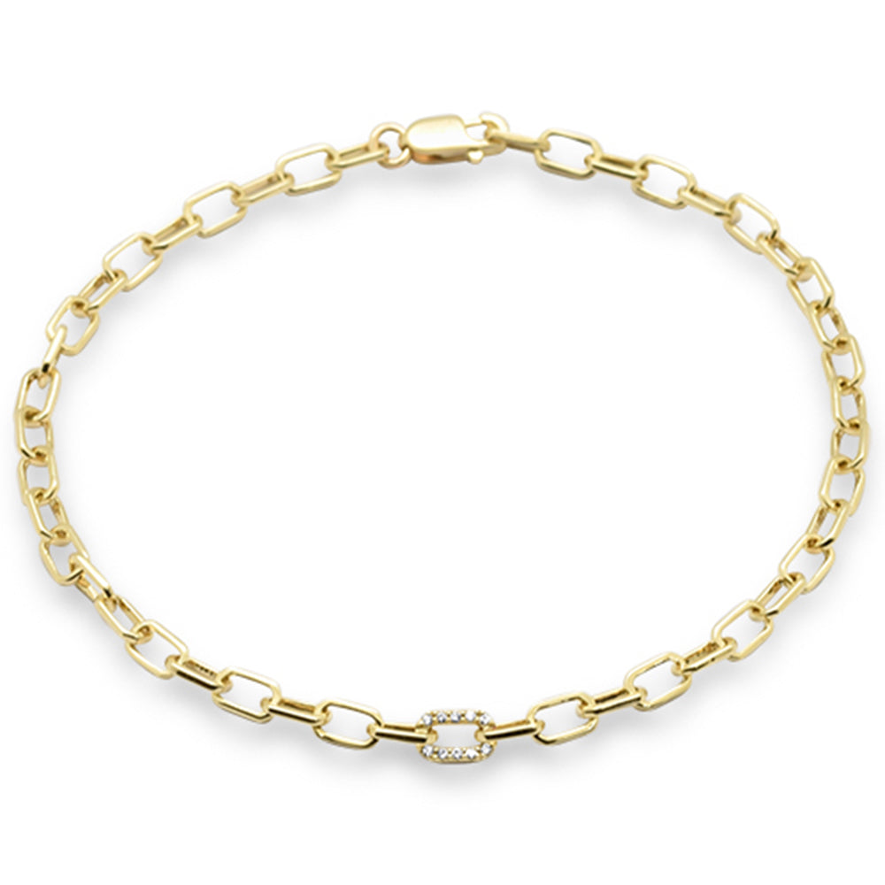 SPECIAL!.03ct G SI 14K Yellow Gold Diamond Paper Clip Design Bracelet 7" Long