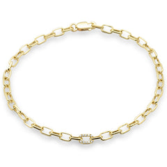 SPECIAL!.03ct G SI 14K Yellow Gold Diamond Paper Clip Design Bracelet 7" Long