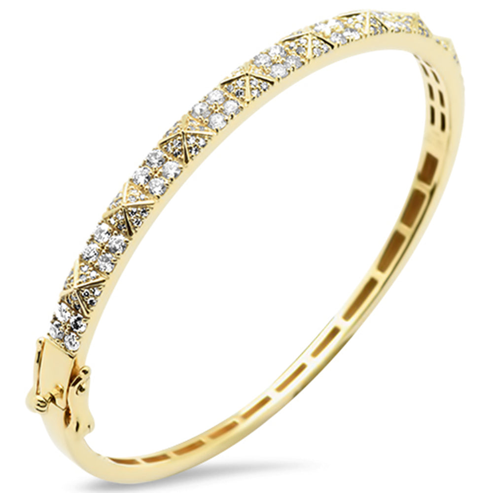 SPECIAL!1.57ct G SI 14K Yellow Gold Diamond Spiked Bangle Bracelet