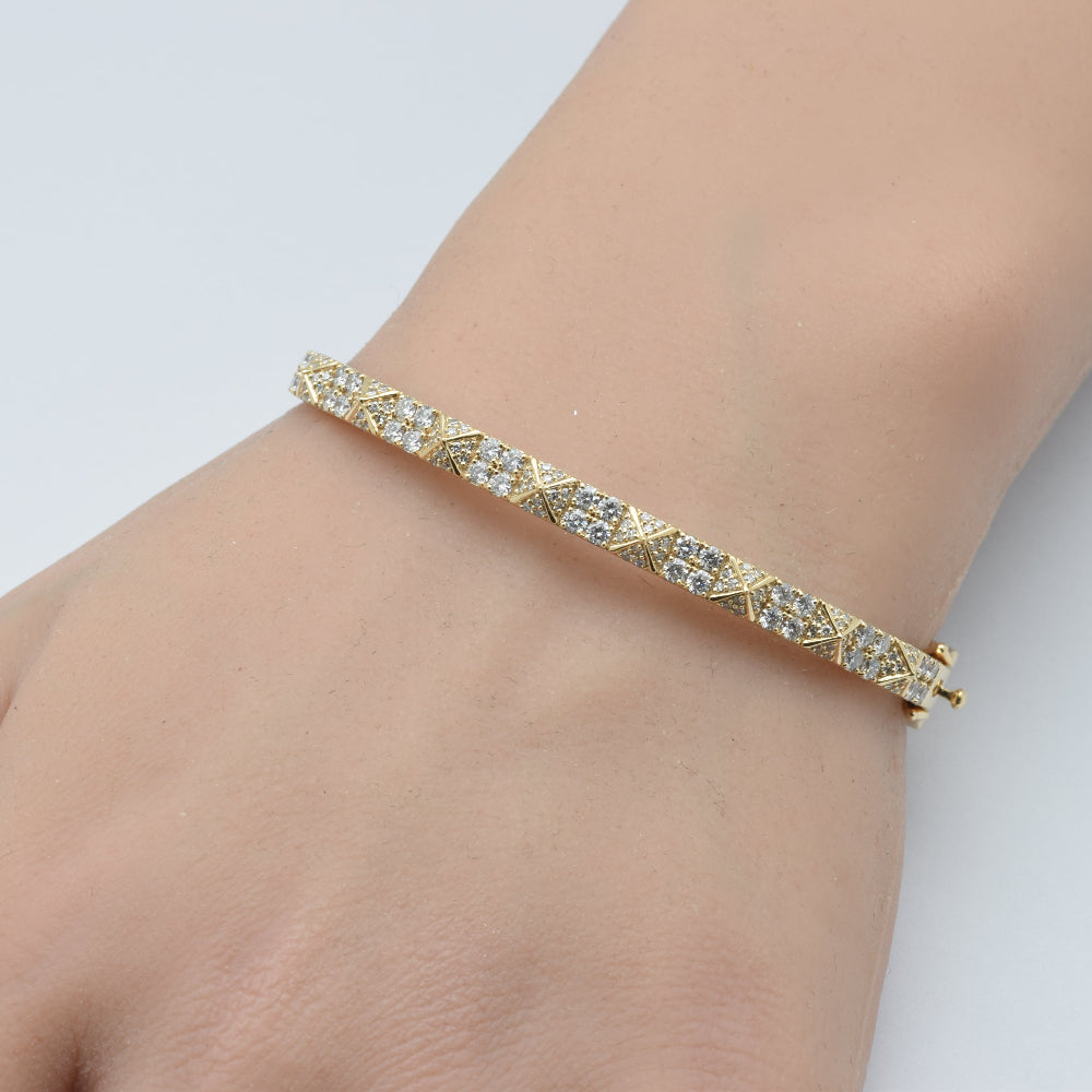 SPECIAL!1.57ct G SI 14K Yellow Gold Diamond Spiked Bangle Bracelet