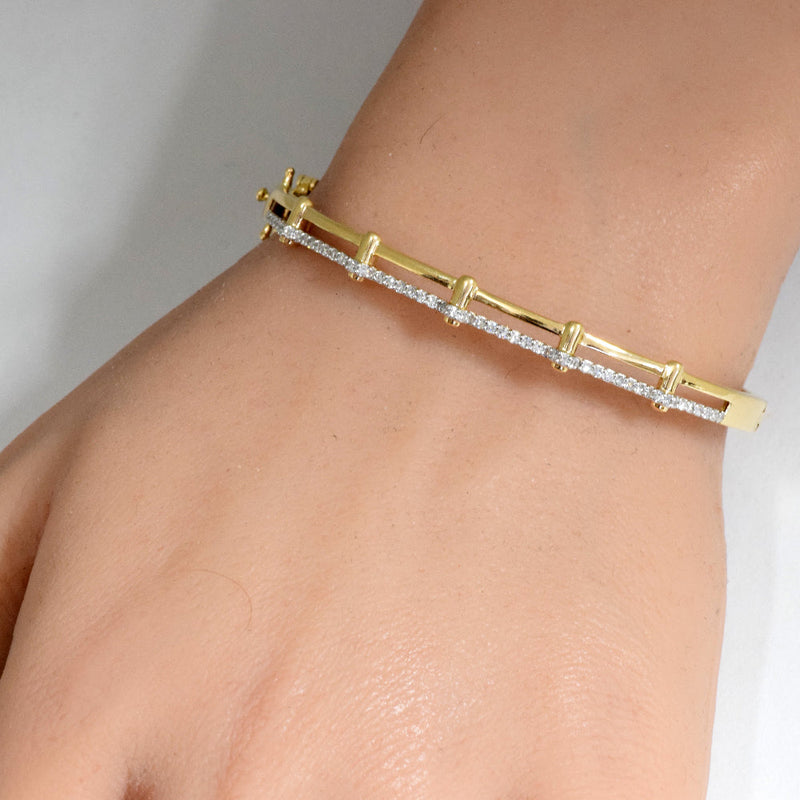 SPECIAL!.38ct G SI 14K Yellow Gold Trendy Diamond Bangle Bracelet