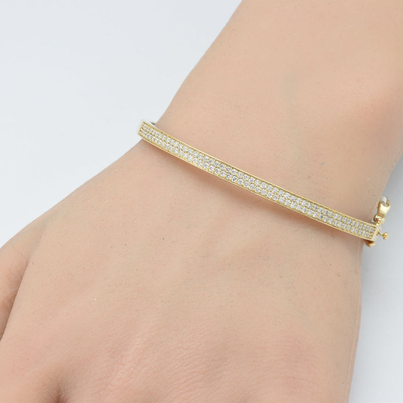 SPECIAL!.97ct G SI 14K Yellow Gold Pave Set Diamond Bangle Bracelet